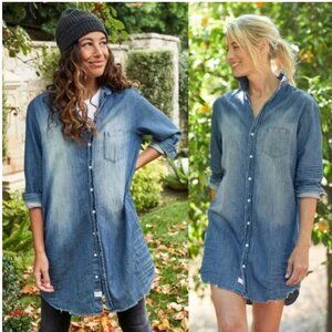 Frank and Eileen Mary Classic Shirtdress denim Distressed Vintage  Indigo Size M